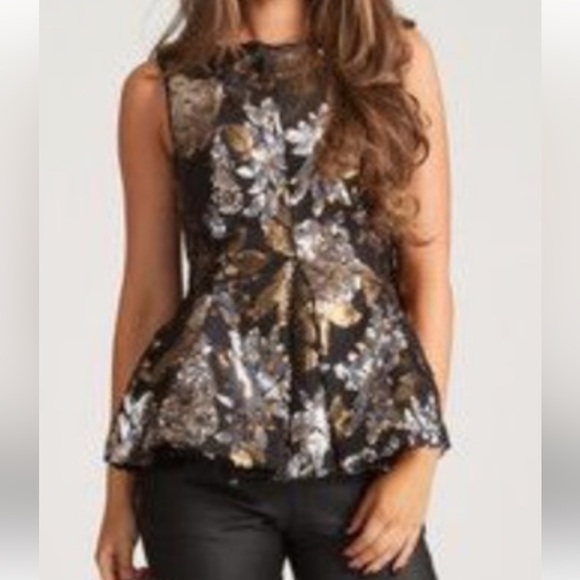 NWT KEEPSAKE  Wonderwall Sequin Peplum Peplum Top Women’s Size M - Picture 1 of 11